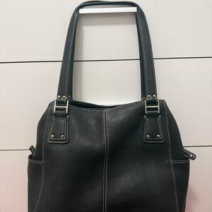 Beautifully Restored Vintage Fossil Black Pebbled Leather Compartment Tote